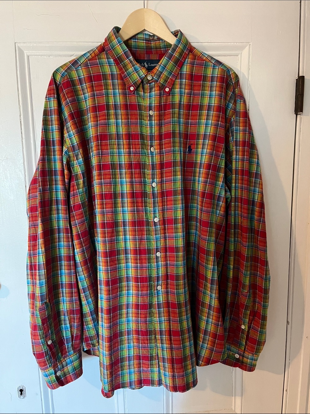 Vintage Ralph Lauren Red Plaid Button-Down Shirt